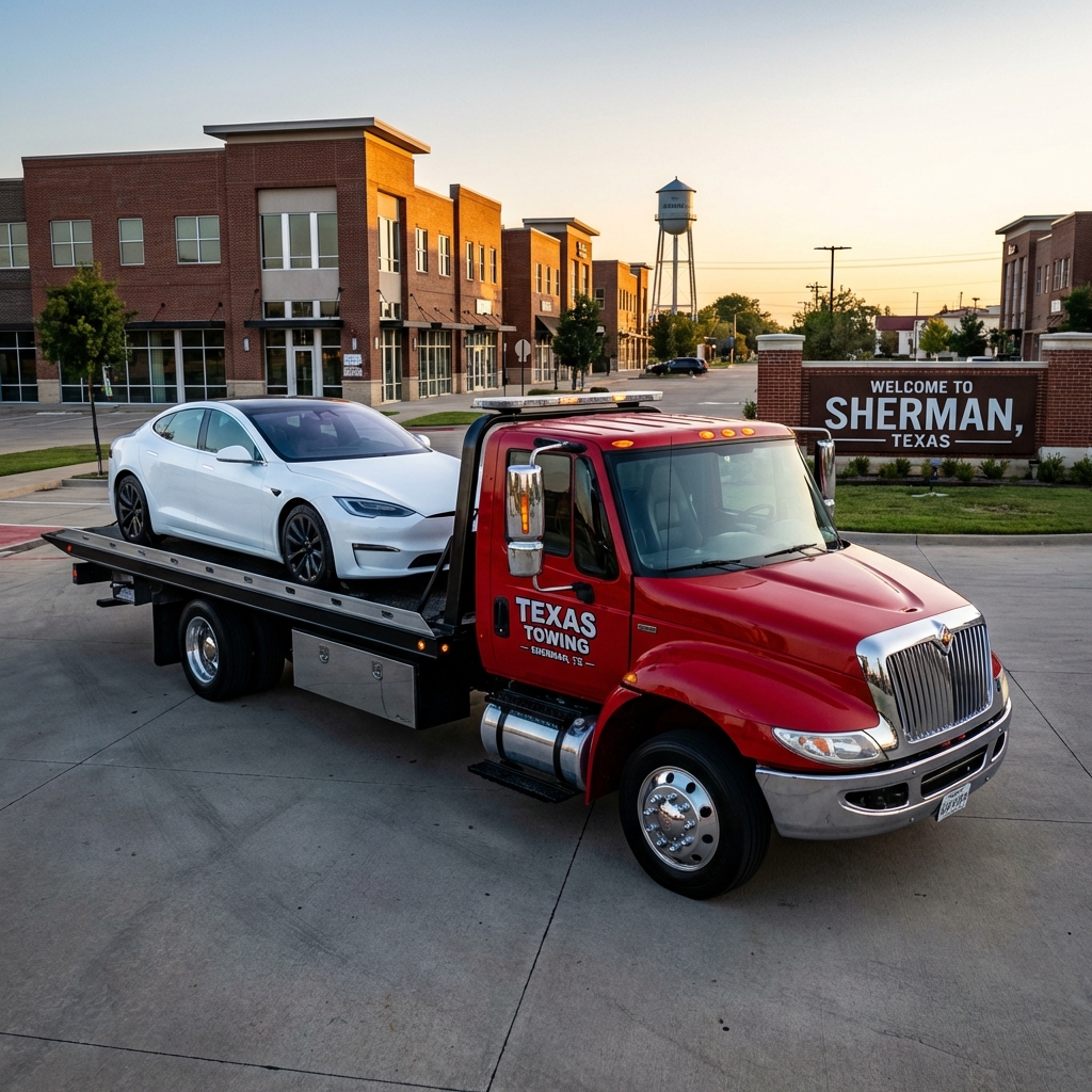 Flatbed tow truck for safe vehicle transport in Texoma TX