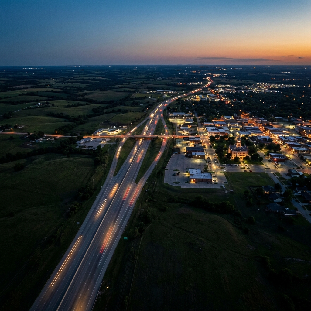 Aerial view of Texas and Oklahoma service area